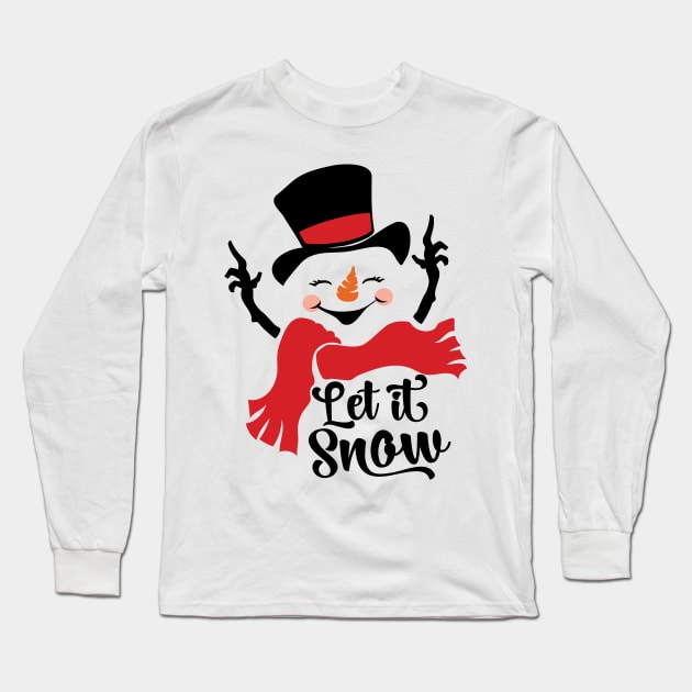 Cheerful Snowman - Let it Snow Graphic for Snow lovers Long Sleeve T-Shirt by Graphic Duster